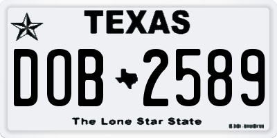 TX license plate DOB2589