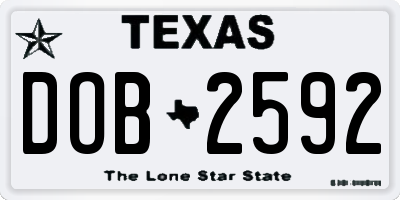 TX license plate DOB2592