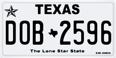 TX license plate DOB2596