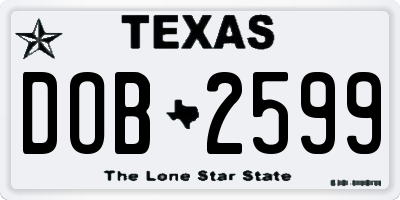 TX license plate DOB2599