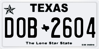 TX license plate DOB2604