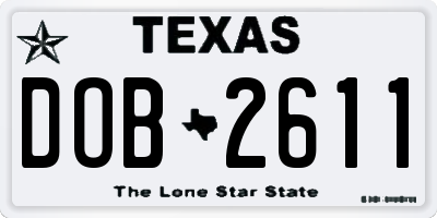 TX license plate DOB2611