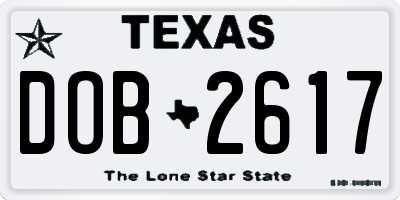 TX license plate DOB2617
