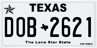 TX license plate DOB2621