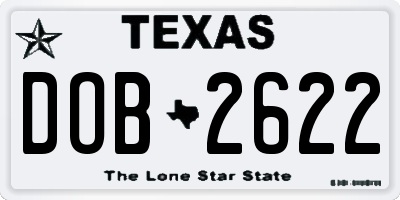 TX license plate DOB2622