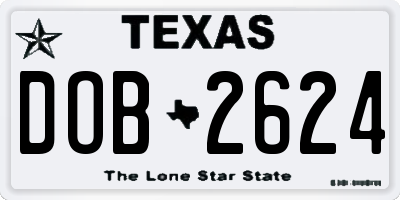 TX license plate DOB2624