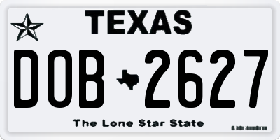 TX license plate DOB2627