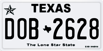 TX license plate DOB2628
