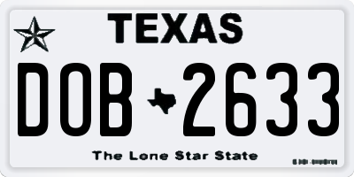 TX license plate DOB2633