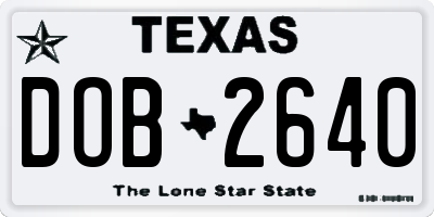 TX license plate DOB2640