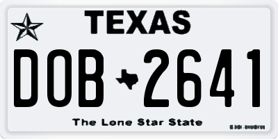 TX license plate DOB2641