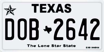 TX license plate DOB2642