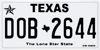 TX license plate DOB2644