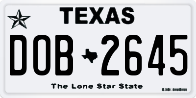 TX license plate DOB2645