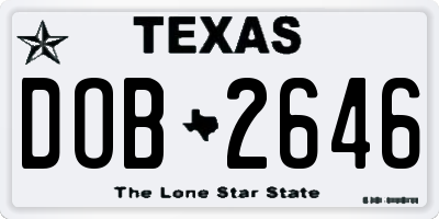 TX license plate DOB2646