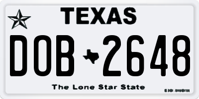 TX license plate DOB2648