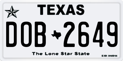TX license plate DOB2649