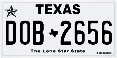 TX license plate DOB2656