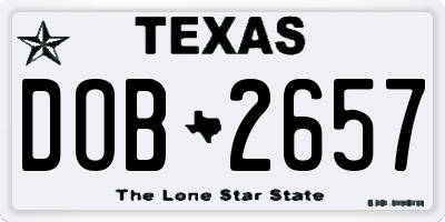 TX license plate DOB2657