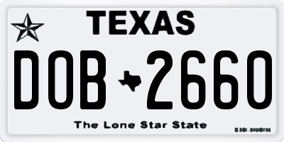 TX license plate DOB2660