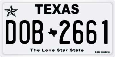 TX license plate DOB2661