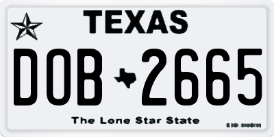 TX license plate DOB2665