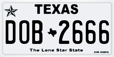 TX license plate DOB2666