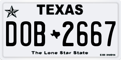 TX license plate DOB2667
