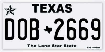 TX license plate DOB2669