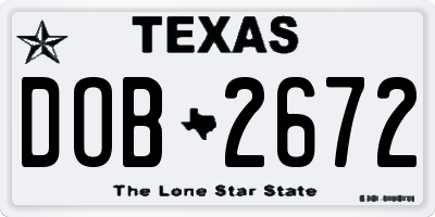 TX license plate DOB2672