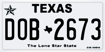 TX license plate DOB2673