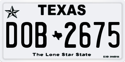 TX license plate DOB2675