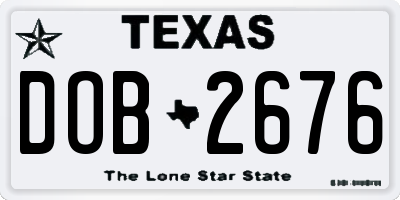 TX license plate DOB2676