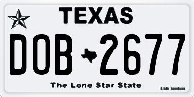 TX license plate DOB2677