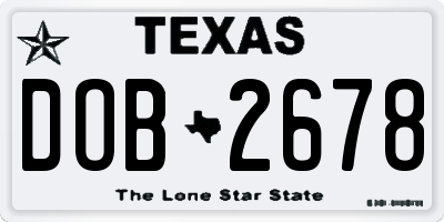TX license plate DOB2678