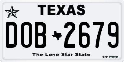 TX license plate DOB2679