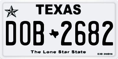 TX license plate DOB2682