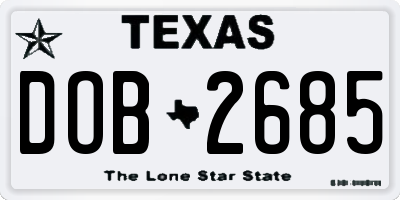 TX license plate DOB2685