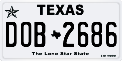 TX license plate DOB2686