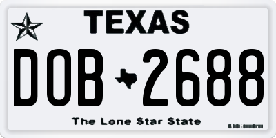 TX license plate DOB2688