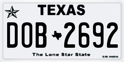 TX license plate DOB2692