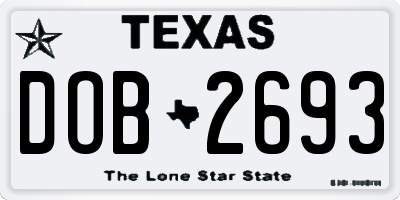 TX license plate DOB2693