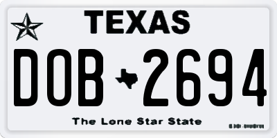 TX license plate DOB2694