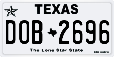 TX license plate DOB2696