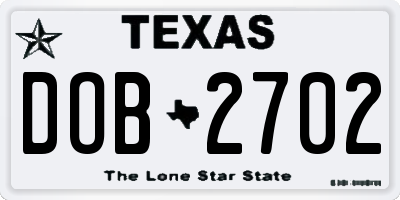TX license plate DOB2702