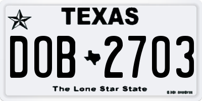TX license plate DOB2703