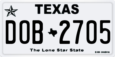 TX license plate DOB2705