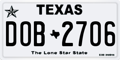 TX license plate DOB2706
