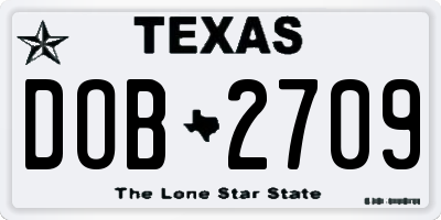 TX license plate DOB2709