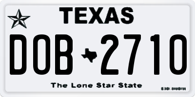 TX license plate DOB2710